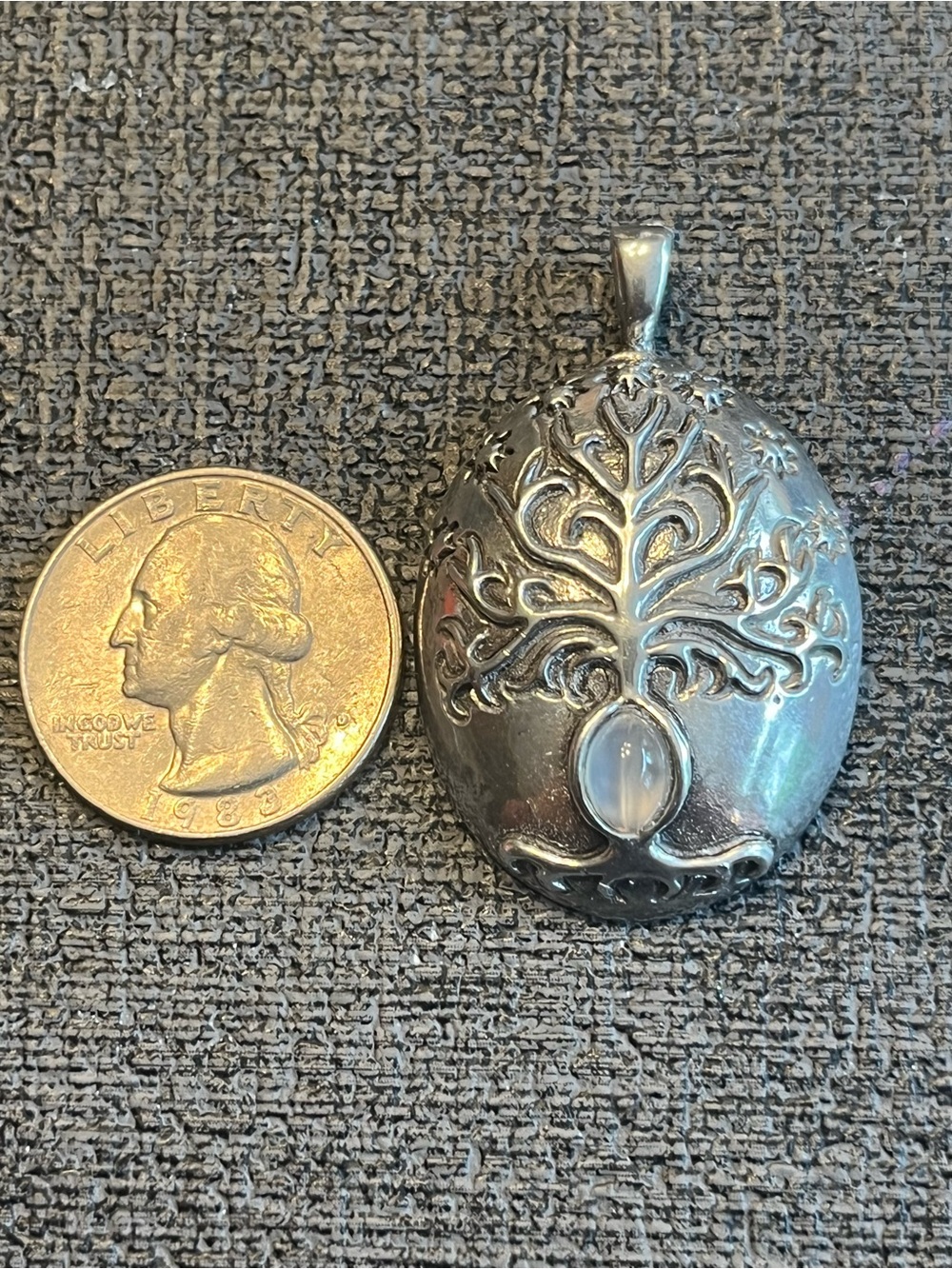 925 tree pendant with moonstone